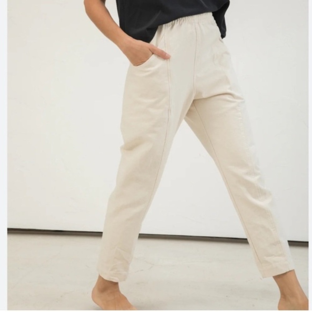 Elizabeth Suzann Pants Clyde Work Pants in Cotton Natural Cream - Picture 1 of 6